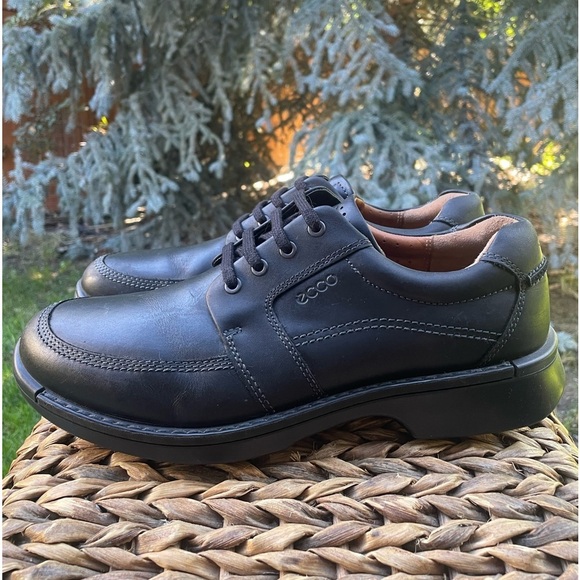 NEW Mens Ecco Fusion II Black Leather Lace-up Moc Toe Oxford Work & Walking Shoe main image 9